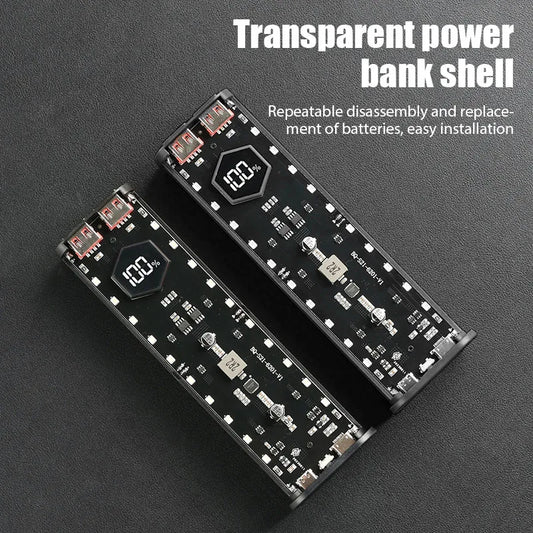 4*21700 Power Bank Cases Battery Storage Box Night Light Dual USB Charge DIY Shell for iPhone Xiaomi 21700 Battery Storage Box