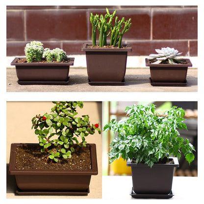 Rectangular Square Flowerpots Imitation Purple Clay Succulent Plants Pots Oval Pots Outdoor Garden Landscape Bonsai Pot Trays
