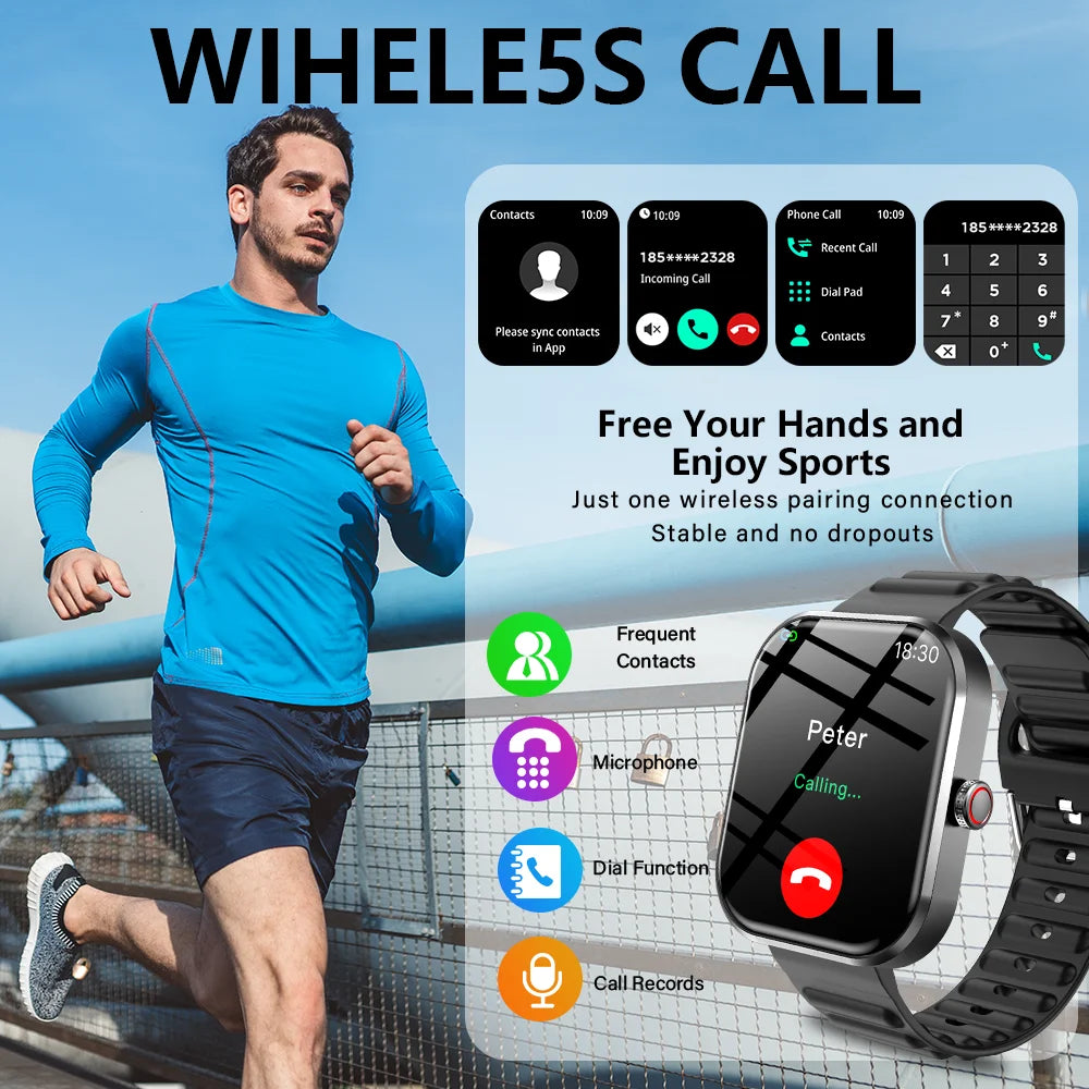 LAXASFIT 2026 Smart Watch Men's Full Touchscreen Bluetooth Call Sports Fitness Tracking Smart Wristwatch Women's Watch