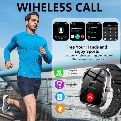LAXASFIT 2026 Smart Watch Men's Full Touchscreen Bluetooth Call Sports Fitness Tracking Smart Wristwatch Women's Watch