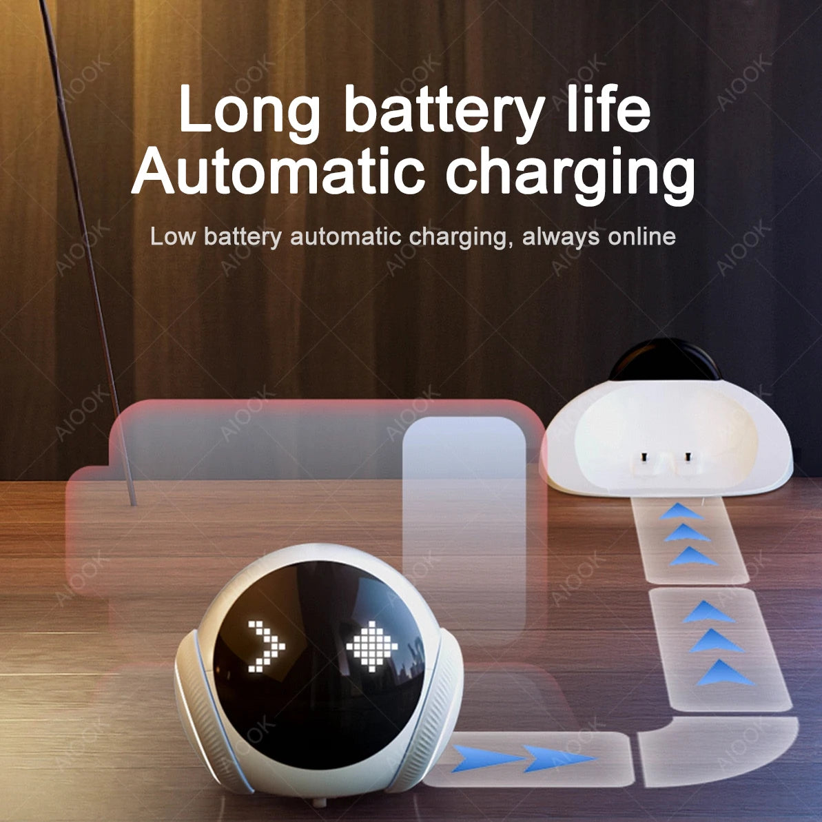 AIOOK Smart Robot Camera 5G WiFi HD 2K Camera Pet Tracking Laser Indicator TUYA Pet Camera Auto Charging Auto Obstacle Avoidance