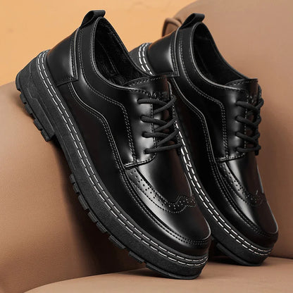 Men's Thick-Sole Leather Dress Shoes - Perfect for Office & Occasions