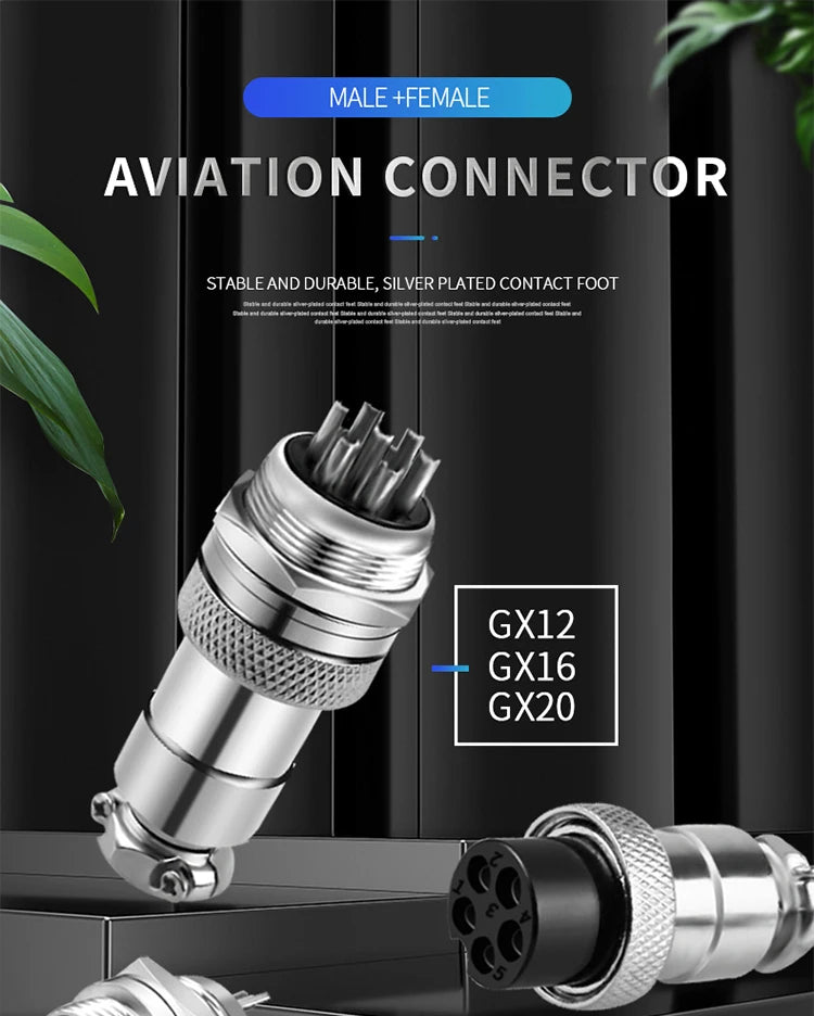 5pcs GX16 2/3/4/5/6/7/8/9/10Pin 16MM Male Female Circular Aviation Connector Plug Socket Screw Panel Mount Connector