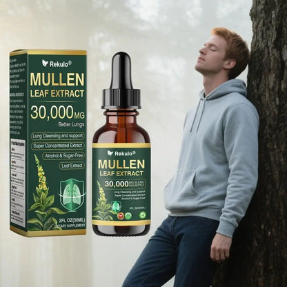 30000mg Mullein Leaf Herbal Drops, Lung Detox Cleansing Formula, Fast Absorption Natural Respiratory Health Maintenance