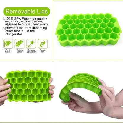 Honeycomb 37-Grid Ice Cube Tray, Silicone DIY Ice Mold (Lid Not Included) for Drinks, Cocktails & Kitchen Use
