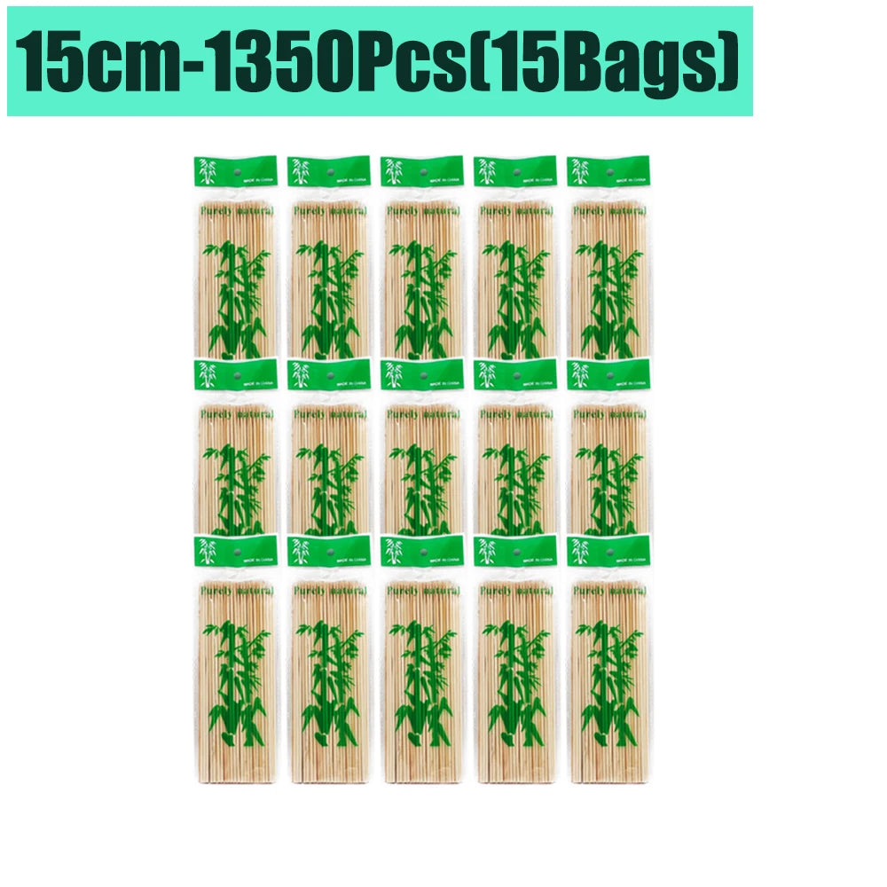 90-1350Pcs Bamboo Wooden BBQ Skewers Sticks Disposable 15/20/25/30cm for Grilling, Fruit, Kabob,BBQ, Barbecue, Camping, Outdoor