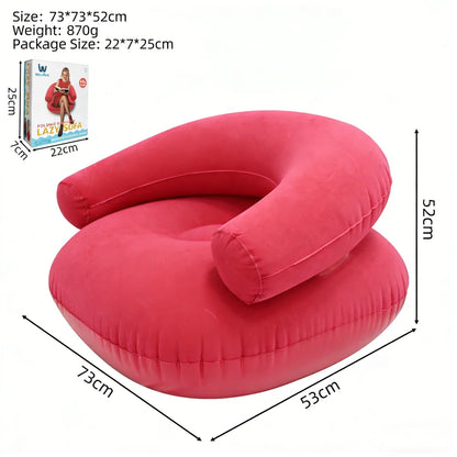 Inflatable Single Person Lazy Sofa U-Shaped Flocking with Armrests And Backrest Portable Outdoor Leisure Bean Bag Chair