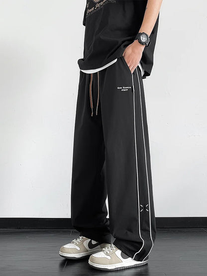 Summer Men's Sweatpants Wide Leg Straight Ice Silk Cooling Pants Big Size 8XL 7XL 6XL Sportswear Loose Fit Track Trousers