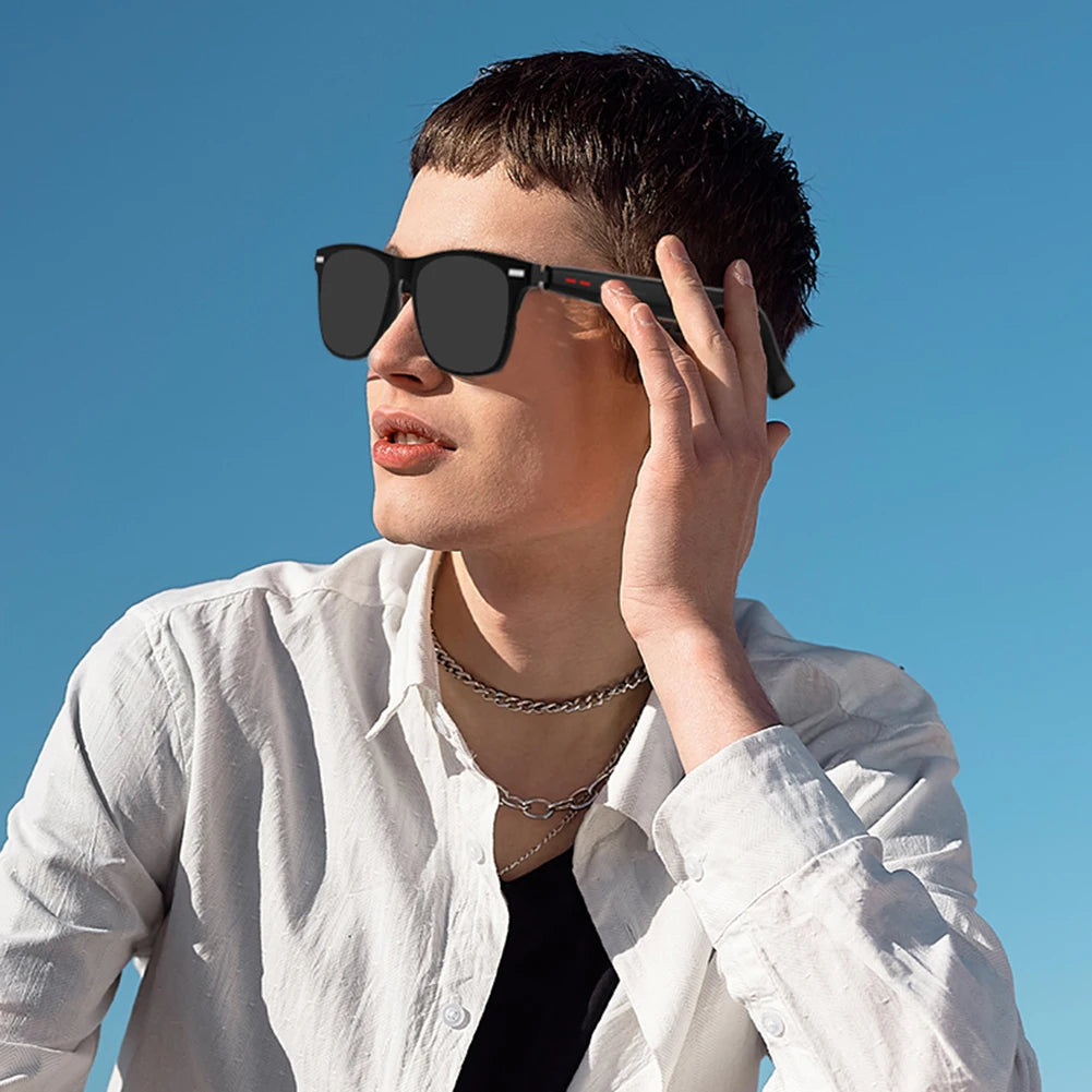 Smart Glasses AI Voice Assistant Outdoor Sport Glasses with Camera Remote Shooting Open Ear Sound Mic & Speakers for Women Men