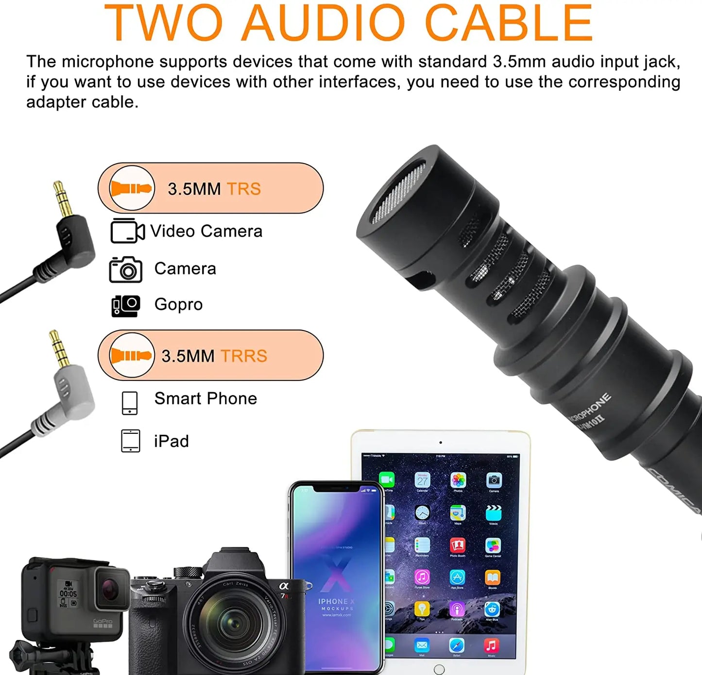 Comica CVM-VM10II Professional Shotgun Microphone with Shock Mount For iPhone,DSLR Camera,Android Smartphones Camera Microphone