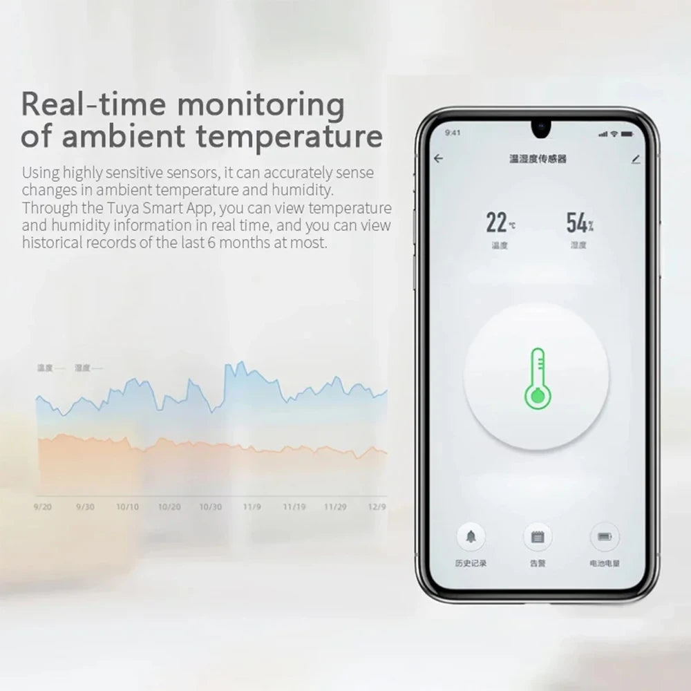 Tuya Zigbee Temperature and Humidity Sensor App Remote Monitor Thermometer Hygrometer for Home/Plant Work with Alexa Google Home