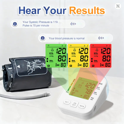 3 Color Backlight Blood Pressure Monitor Upper Arm Pressure Device Automatic BP 36cm Cuff Machine for Medical Home Health Care