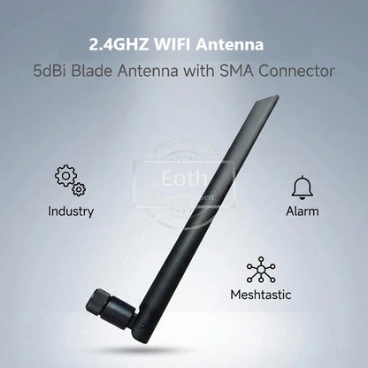 Eoth 5pcs 2.4GHZ rubber antenne Gain 5dbi SMA male px4 to SMA female extension cable for zigbee router meshtastic network largo