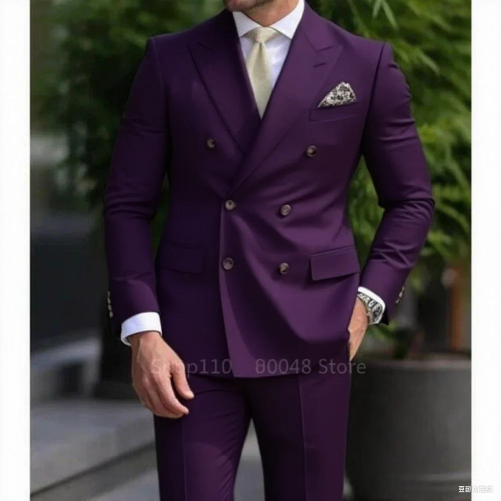 Smart Casual Wedding Men's Suits Slim Fit Tuxedo Blazer Set 2 Piece Formal Business Suit for Groom with Blazer And Pants