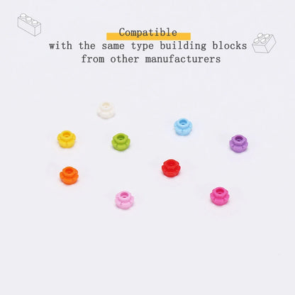 300PCS Moc bricks 24866 Round 1x1 with flower edge Compatible Building Blocks 5 petals flower parts DIY Assembles Creative Toy
