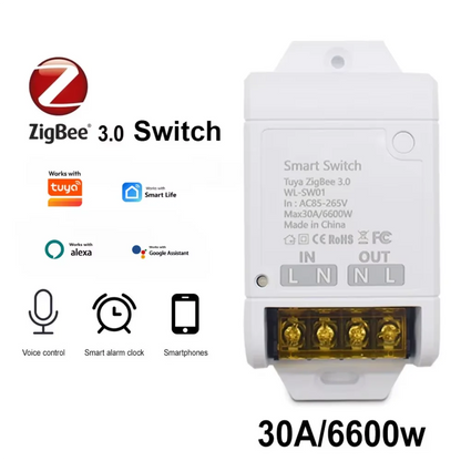 ZIGBEE/WiFi Smart Switch 30A 6600W/4000W Relay Module AC DC7-32V 85-250V Timer Home Automation Alexa Works with Tuya Smartlife