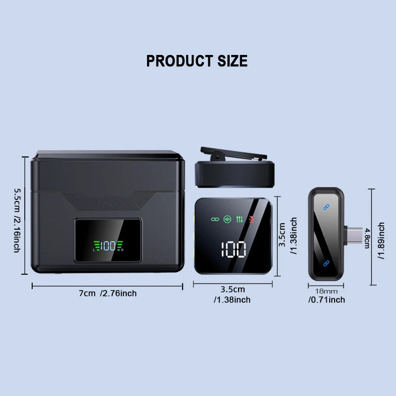 Pink&Black Plug and Play Wireless Lavalier Microphone MINI MIC With Charging Case For Smartphone Live Streaming/Video Recording