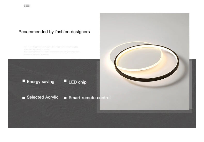 Modern Minimalist Led Ceiling Lamp For Bedroom Black White Design Ring Chandelier Living Room Study Loft Smart Light Fixtures
