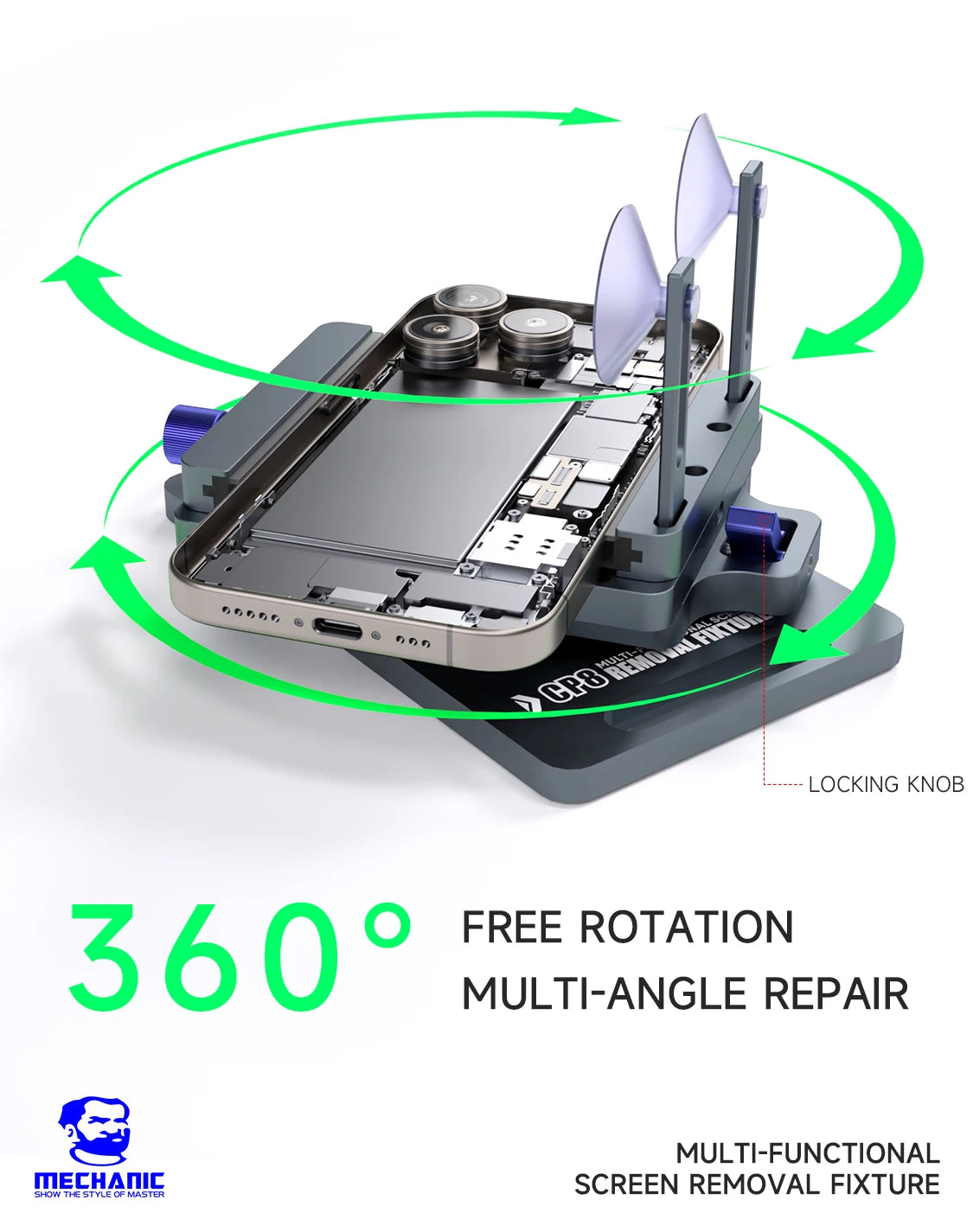 MECHANIC CP8 360° Rotating Screen Removal Fixture Universal Phone LCD Back Cover Separator Clamp Mobile Repair Fixture Tool