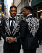 Handsome Rhinestone Diamond Wedding Suits For Men 2 Pieces Groom Male Blazers Customized Slim Fit men's suits and separates