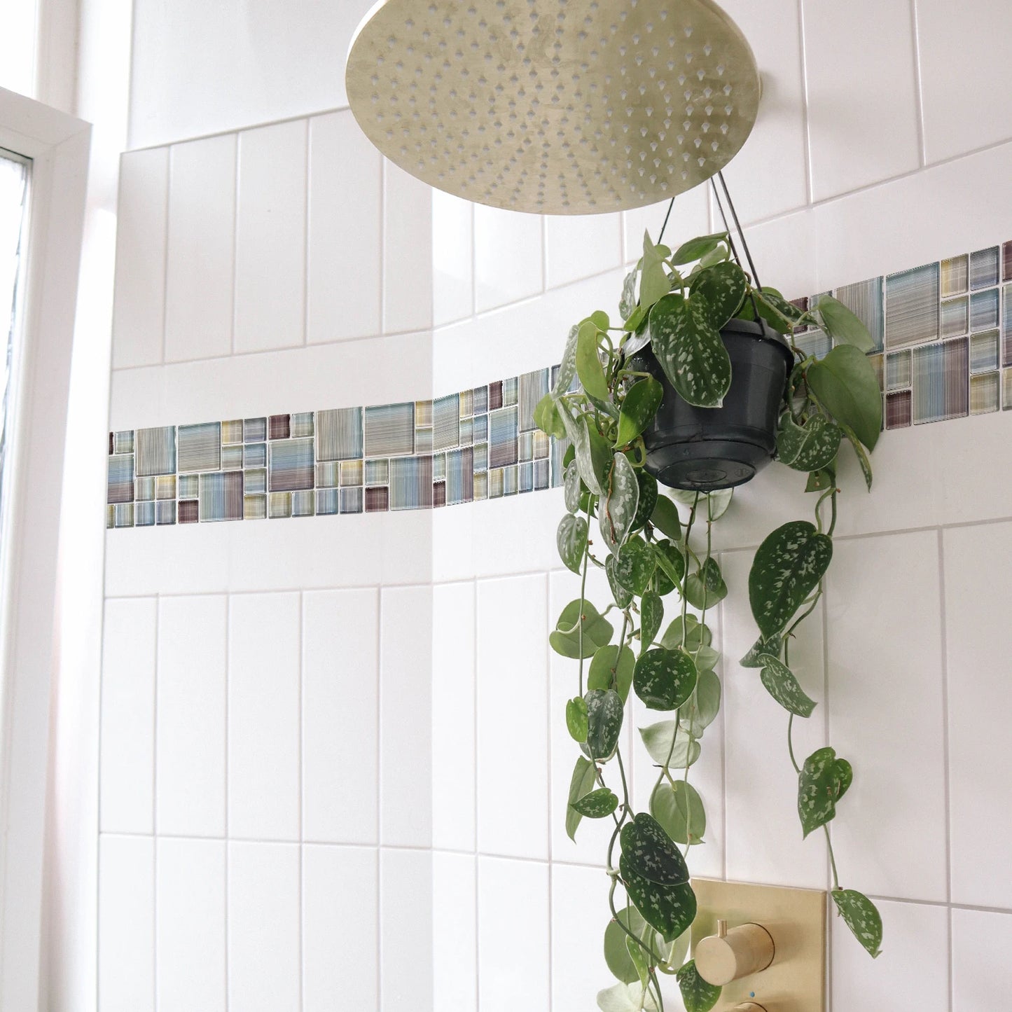 10x200cm Baseboard Sticker Moroccan Mosaic Tile Style Wall Border Sticker DIY Kitchen Bathroom Decoration Waistline Wall Sticker