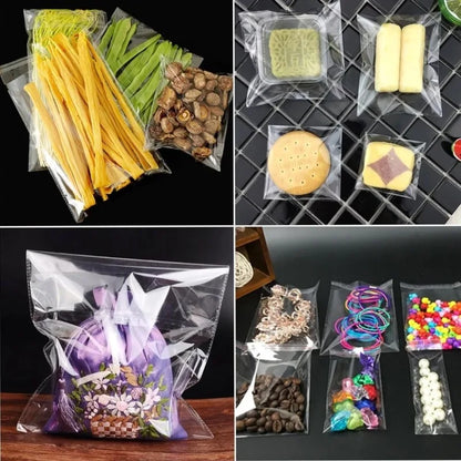 300/100pcs OPP Self Adhesive Plastic Bags Transparent Self Sealing Bag for Jewelry Cookie Candy Gifts Packaging Bags Pouches