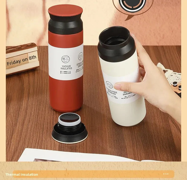 Portable Japanese Style 304 Stainless Steel Insulated Coffee Cup Spray Painted Element Cup Student Gift Car Use Thermos Mug