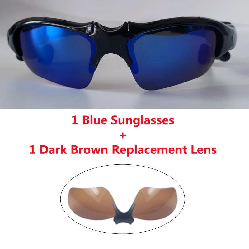 Stereo Earphones Wireless Headset with Mic Polarized Glasses Sunglasses for Driving Cycling Sports Noise Reduction Headphones