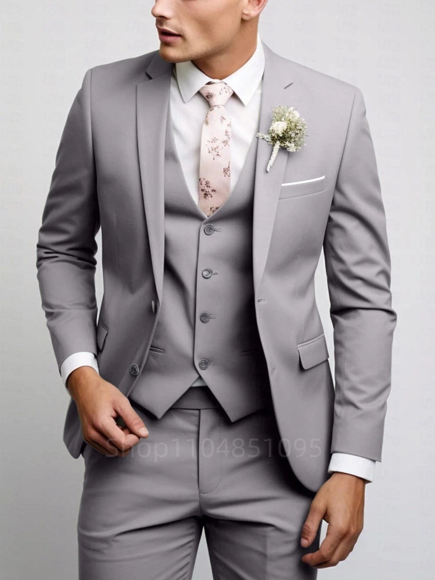 Matcha Green Suits for Men Slim Fit Luxury Wedding Tuxedos Fashion Mens Blazer Vest Pants 3 Pieces Foraml Business Suits Sets