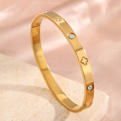 5pcs/Set Minimalist Elegant Luxury Sparkling Bangle Bracelets High-End Titanium Steel Bracelets For Women