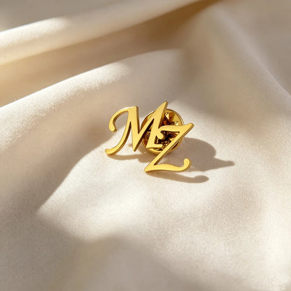 Customized Initial Letter Brooch Fashion Stainless Steel Customized Initial Letter Brooch Personalized Men's Jewelry Gift