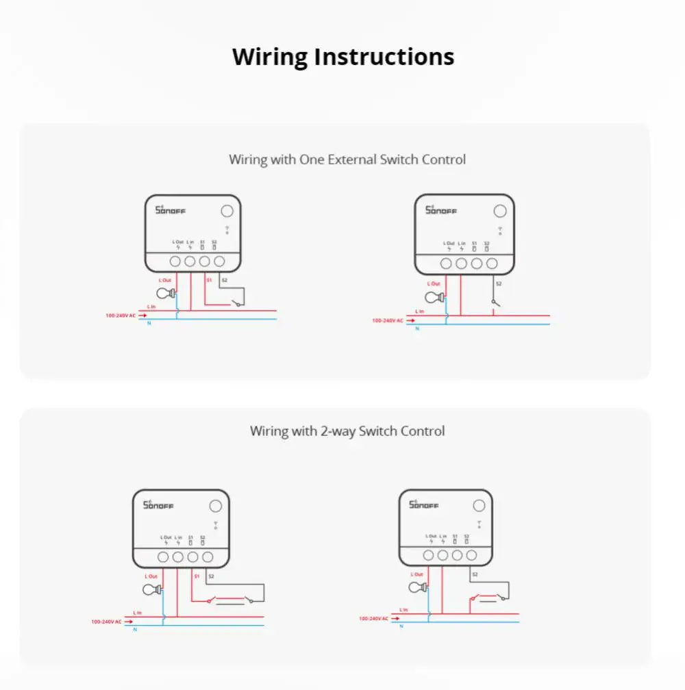 SONOFF ZBMINI L2 Extreme ZigBee Smart Switch No Neutral Wire Required 1-Gang 2-Way Control Switch Alexa Voice Work with ZBBridge