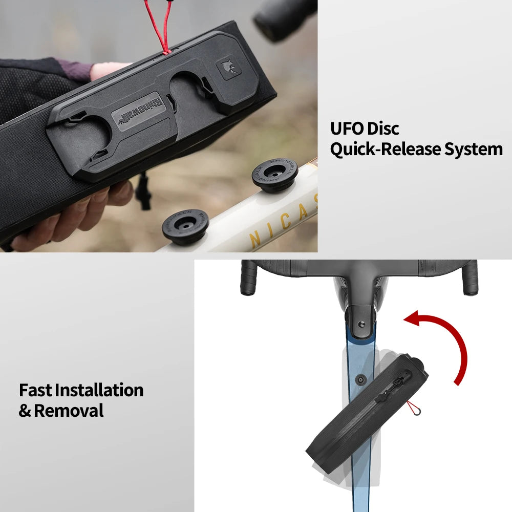 Rhinowalk Bicycle Front Top Tube Bag With Quick Release System & Internal Support Panel Waterproof Bike Cycling Frame Pack