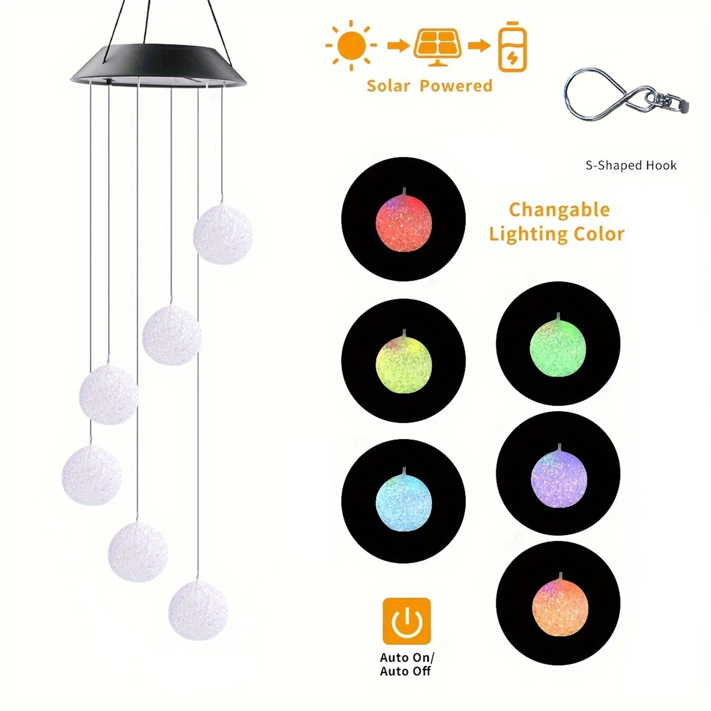 1Pc Outdoor Solar Garden Multi-color Wind Chime Lights North American Cardinals Butterfly Dragonfly Hummingbird and So On