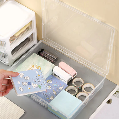Plastic Storage Box For Office Large Capacity Transparent Paper Storage Case Desktop Storage Organization Document Box