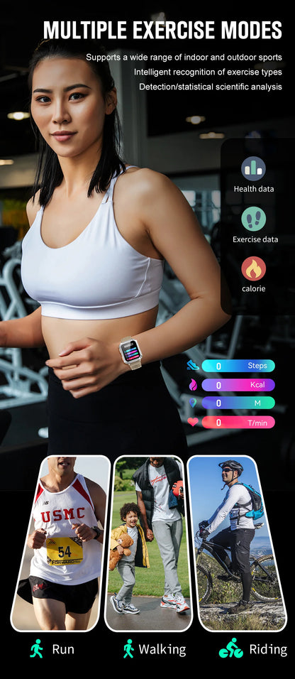 LIGE 2026 Zewnętrzny Smartwatch Męski 2.01" Ekran IP68 Wodoodporne Zegarki Wytrzymały Wojskowy Bluetooth Połączenia Smartwatch dla Androida i iOS
