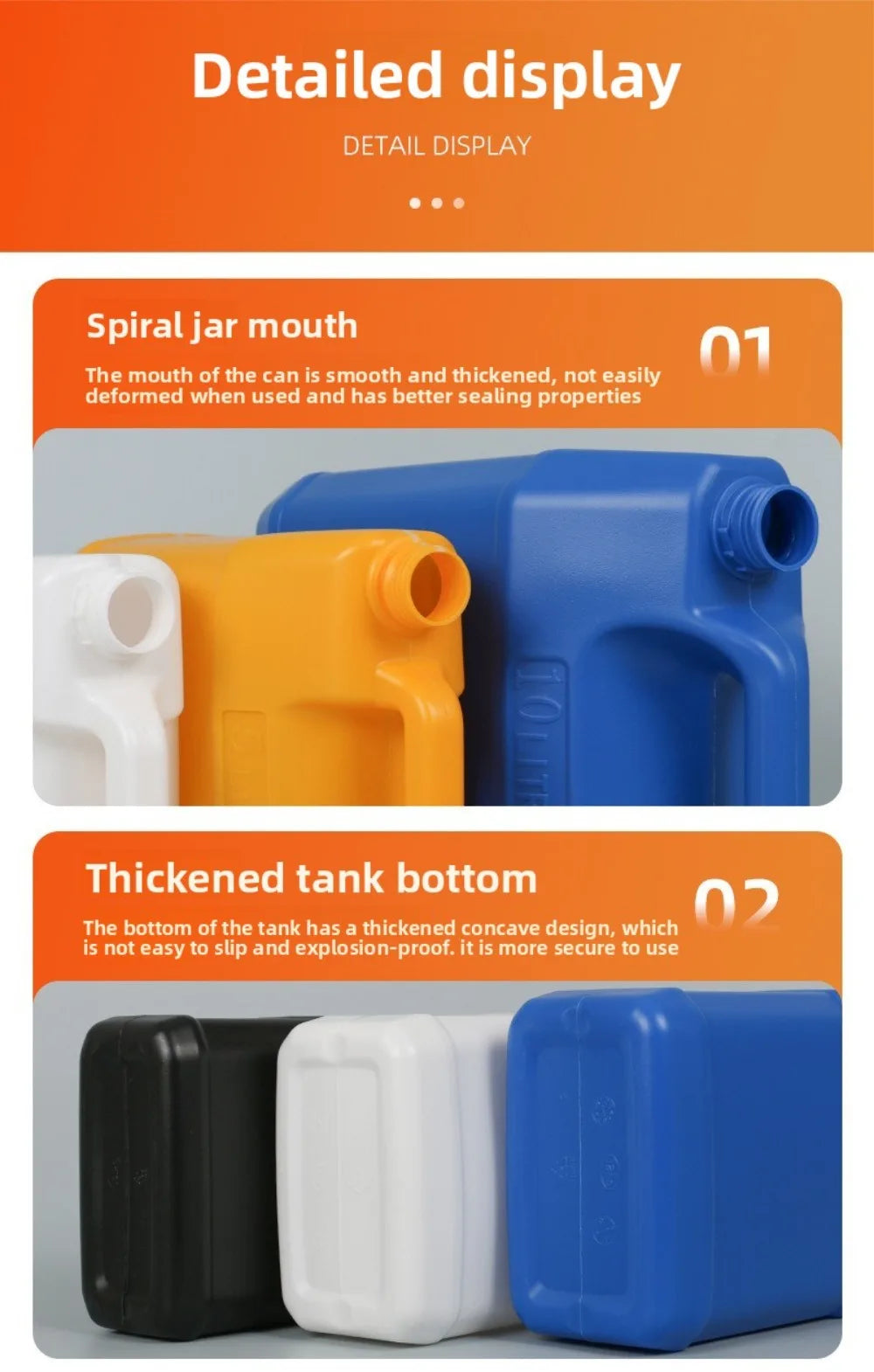 1/2/3/4/5/6/10L Plastic Airtight Bottle with Lid Food Grade HDPE Bucket Sealed Large-Capacity Oil Jerrican Gel Shampoo