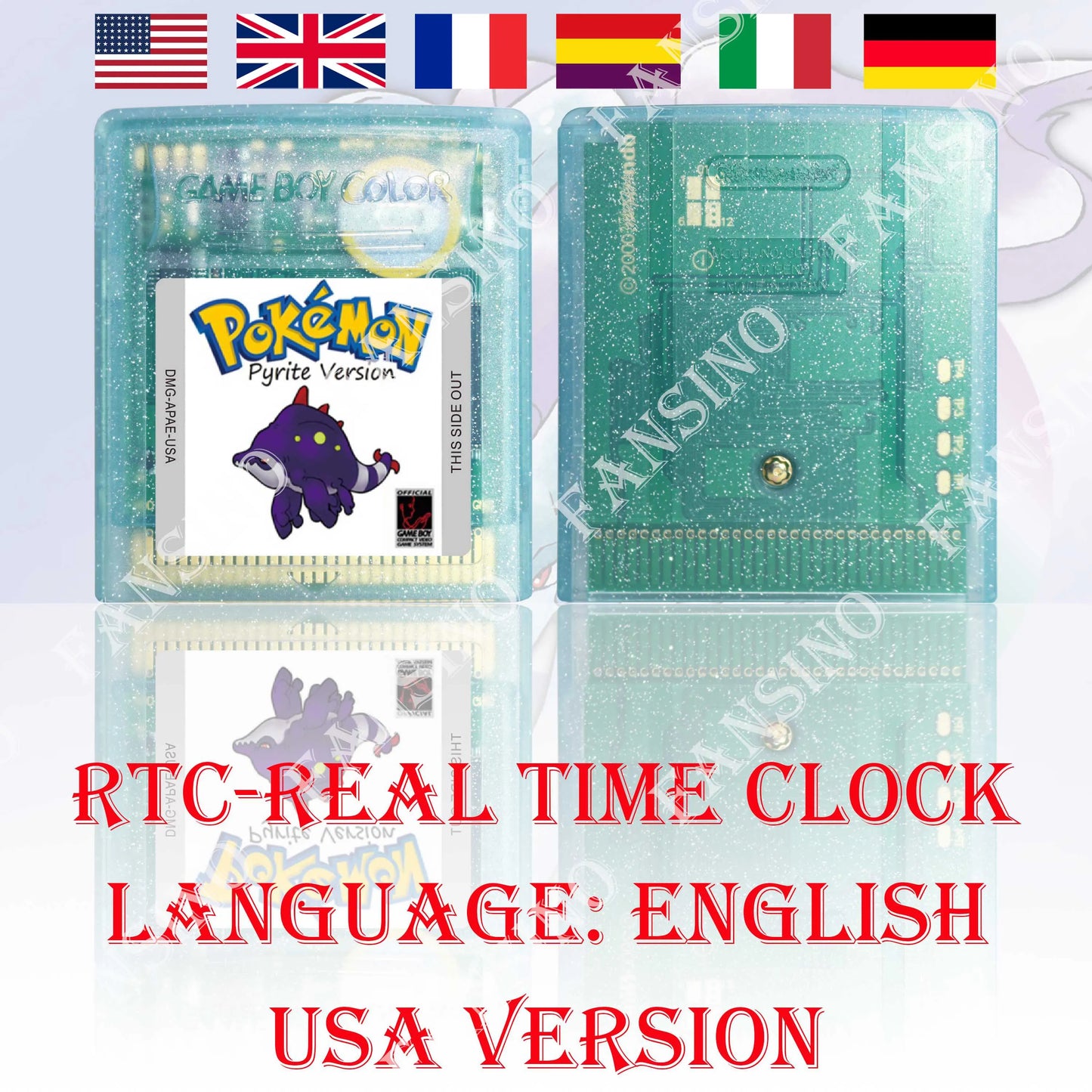 GBC Real Time Clock Pokemon Pyrite (v1.0) High Quality GBC Video Game Cartridge With Battery For GBA/GBC Series Console