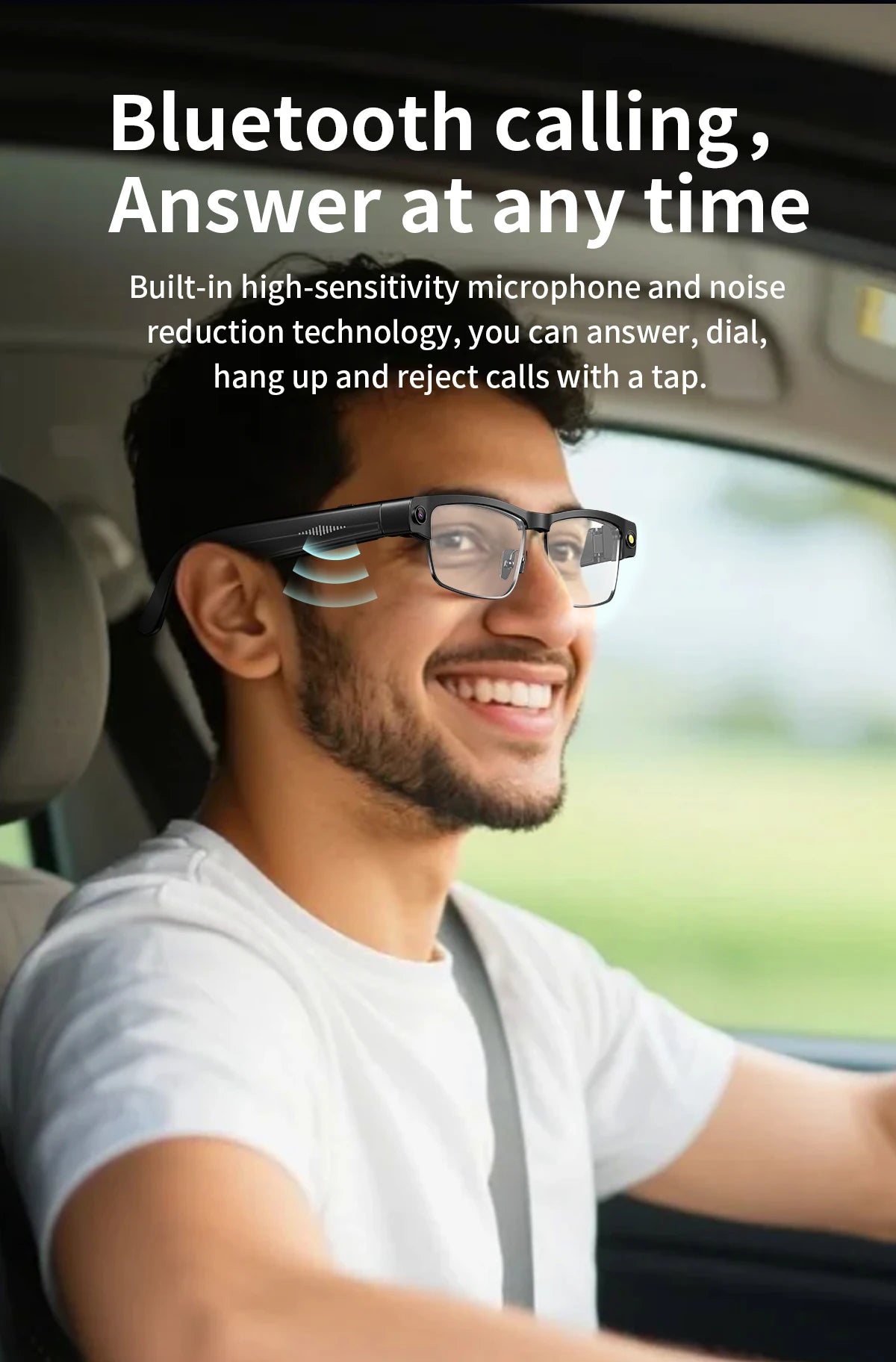 800W Pixel Camera Smart Glasses Photo Video Record BT Call Al Object Recognition Voice Assistant Translation Music Sunglasses