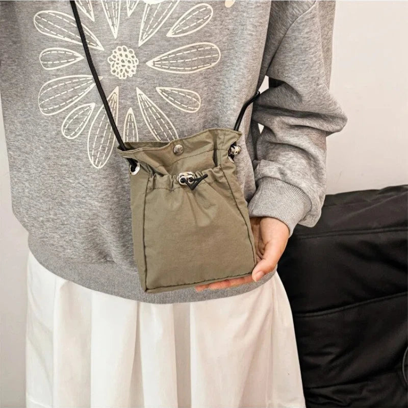 1× Nylon Crossbody Bag Soft Mini Phone Wallet Multifunctional Canvas Square Shoulder Bag Messenger Bag for Outdoor Hiking Travel