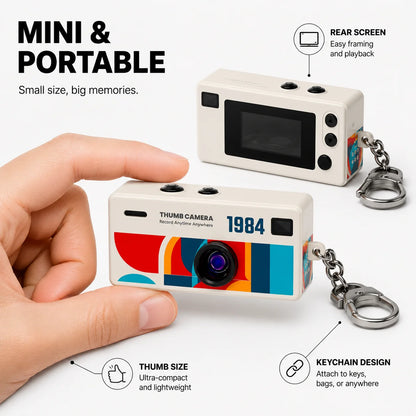 1080p Mini Thumb Camcorder Keychain Camera with Flash and Memory Card Support for Event Photography and Party Recording
