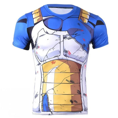 2026 Summer Vegeta Battle Damaged Armor Saiyan Armor | Body Building Short Sleeve T-Shirt Fitness Workout Dragon Ball Super Y2k