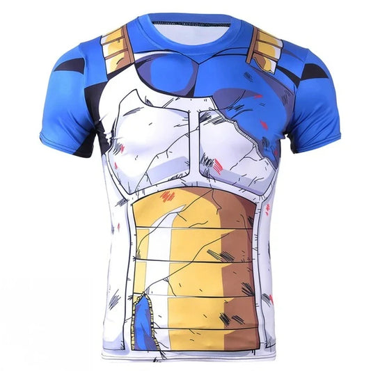 2026 Summer Vegeta Battle Damaged Armor Saiyan Armor | Body Building Short Sleeve T-Shirt Fitness Workout Dragon Ball Super Y2k