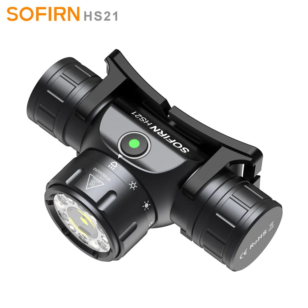 Sofirn HS21 SFT40 LED 2000lm Czerwona Latarka Czołowa 18650 USB C Ładowalna Mocna Latarka z Czujnikiem Podczerwieni