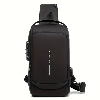 Men's anti-theft chest bag, fashionable motorcycle and casual sports sloping backpack, durable Oxford fabric