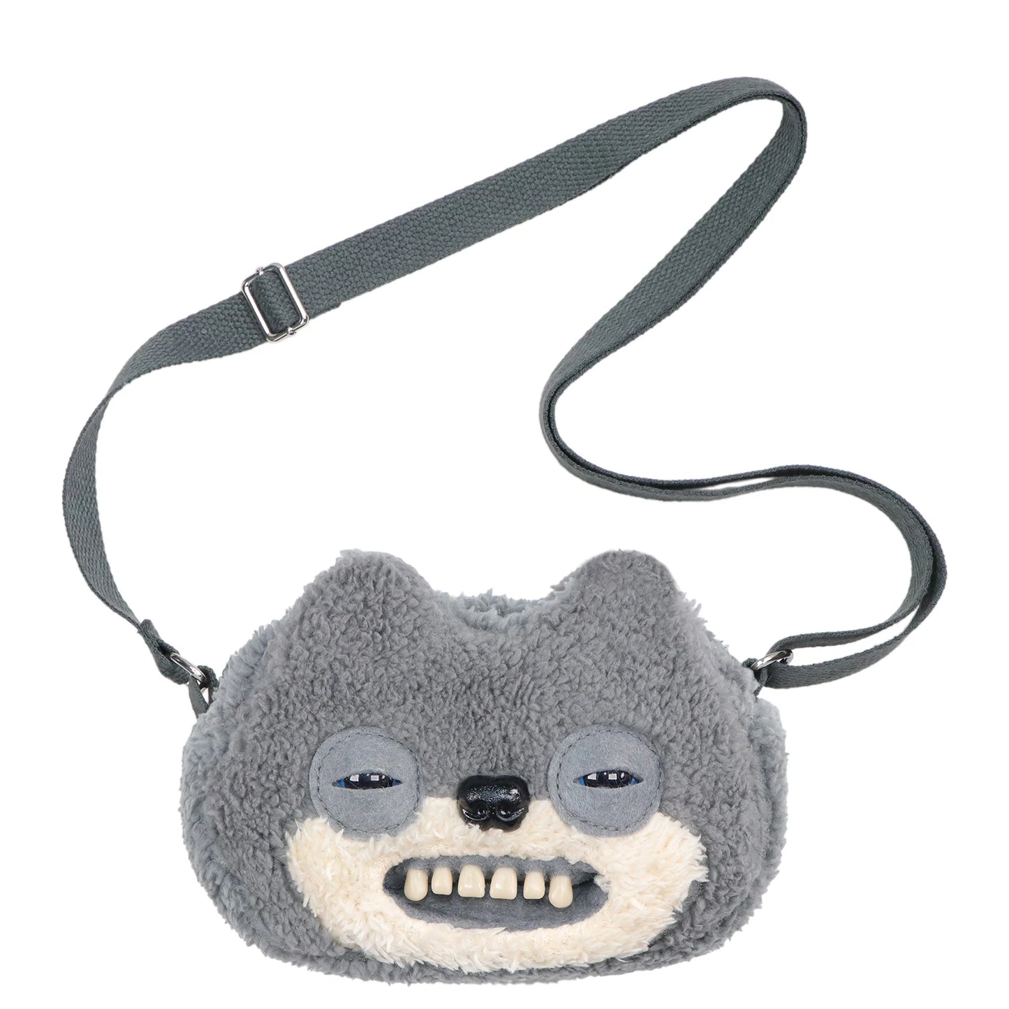 Fuggler Original ALLEY CATS Plush Bag Big Head Ugly Tooth Monster Crossbody Furry Funk Purse Backpack Wallet Storage BagGift