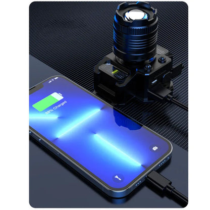 Super Bright T51 LED Sensor Headlamp USB C Rechargeable Headlight Led Head Torch With built-in battery Camping Fishing Lantern