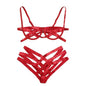 Bondage Harness Lingerie Set Womens Elastic Hollow Out Bra Sets Black Cupless Cage Bra Thong Sexy Intimates Exotic Underwear