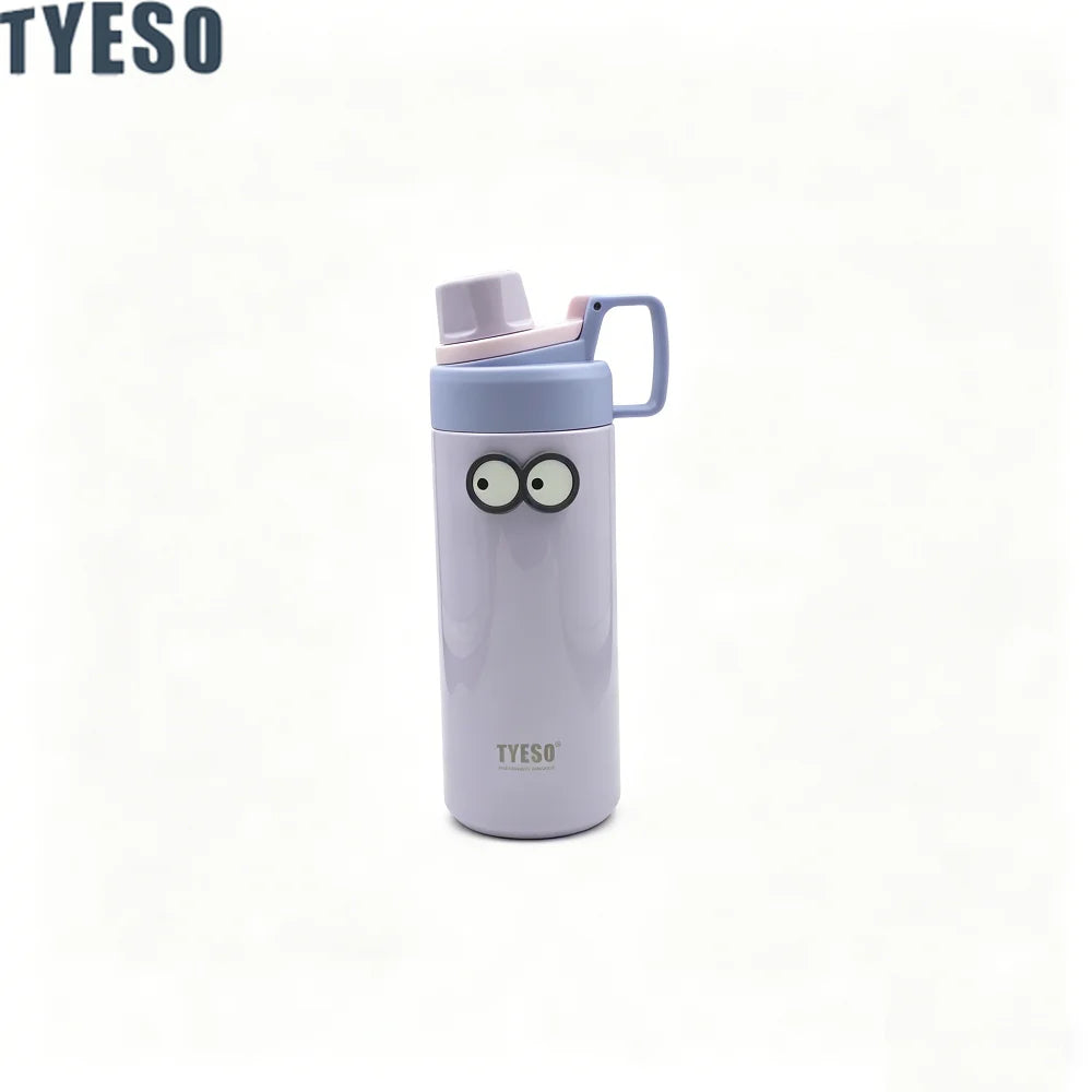 Tyeso 600ML Water Bottle With Eye Sticker Insulated Leak-Proof Fitness Flask Vacuum Flasks for Sport for Outdoor Workouts Travel