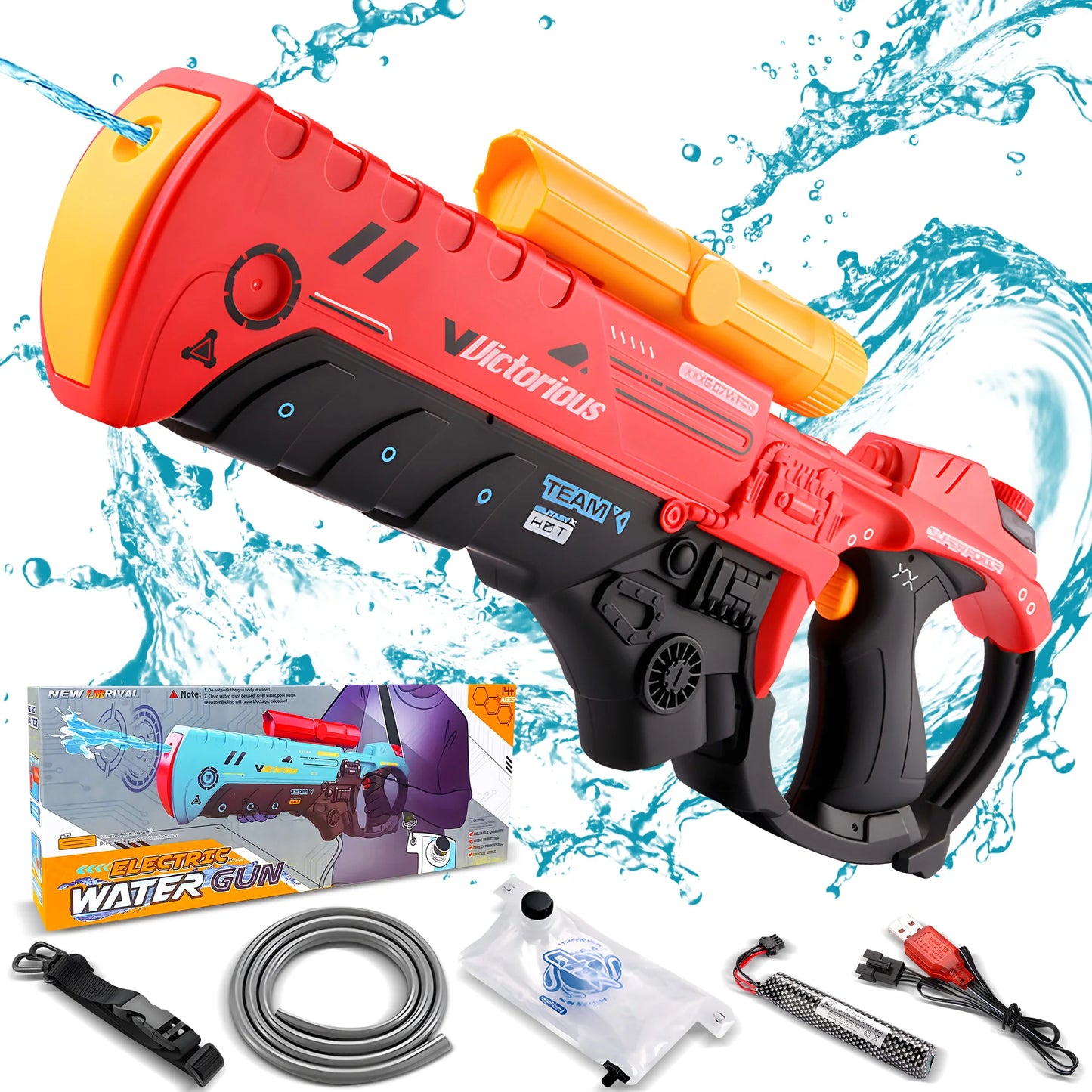 Electric Water Gun Powerful Automatic Water Gun Long Range Classic Big Electronic Watergun Beach Pool Toy Water Blaster for Kids